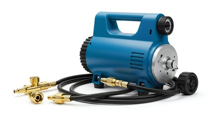 Fototapeta premium Blue mechanical pump on white background