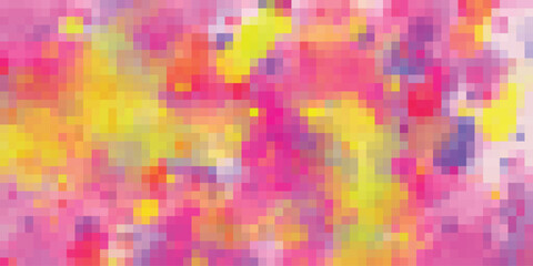 Vibrant abstract background featuring a pixelated colorful blend of pink yellow and purple ideal for graphic design projects
