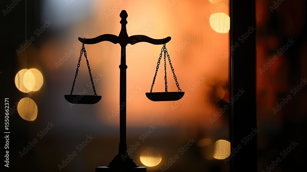 Poster A macro image displays an icon of balance scales on a screen, symbolizing ethics and fairness in AI decision-making.