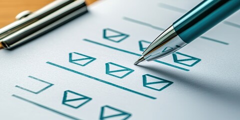 a cybersecurity checklist with  ecurity protocol icons, indicating thorough protection measures in finance.