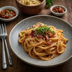 Spaghetti with Basil and Ground Meat