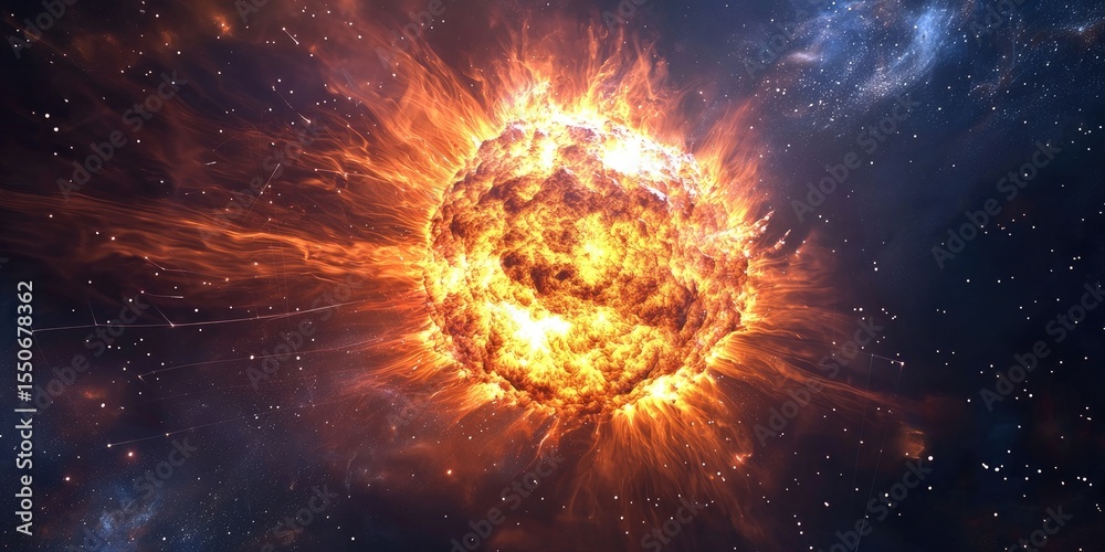 Aufkleber A futuristic device recording a supernova, with energy pulses and data streams merging with the explosion of light.