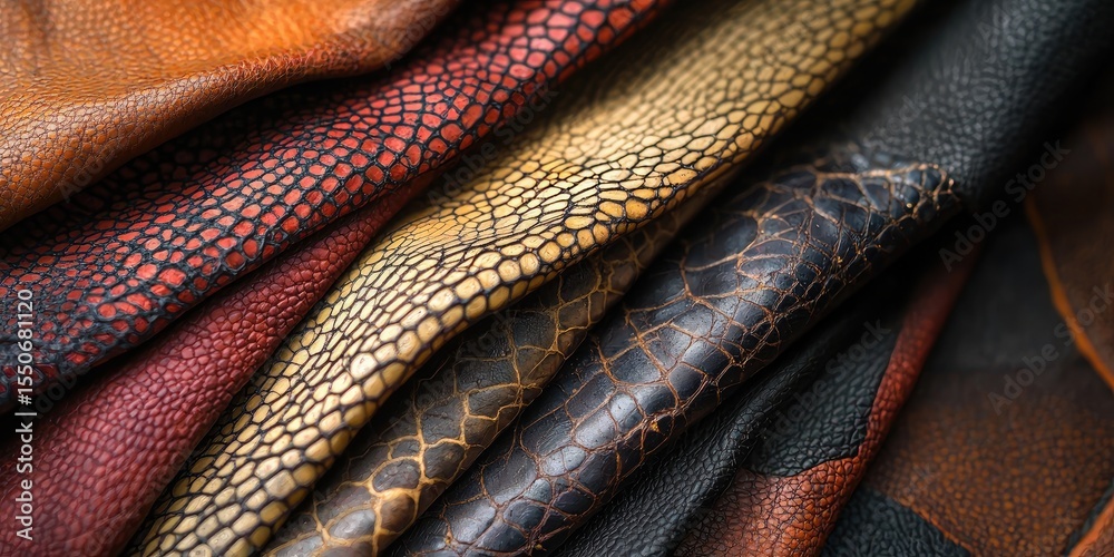 Poster layered textured patterns with rich colors and deep shadows, perfect for creating depth in designs.