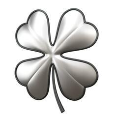 Glossy metal clover on white background