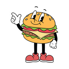 Cute Cartoon Burger Character Mascot 