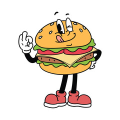 Cute Cartoon Burger Character Mascot 