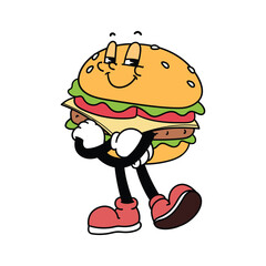 Cute Cartoon Burger Character Mascot 