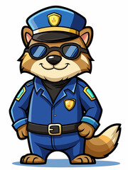 ferret police mascot colorful illustration, suitable for logo, mascot character, brand mascot, or security mascot
