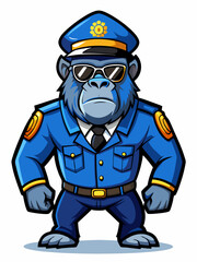 gorilla police mascot colorful illustration, suitable for logo, mascot character, brand mascot, or security mascot
