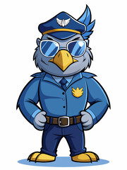 harpy eagle police mascot colorful illustration, suitable for logo, mascot character, brand mascot, or security mascot