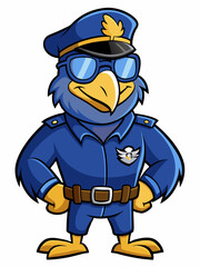 hawk police mascot colorful illustration, suitable for logo, mascot character, brand mascot, or security mascot