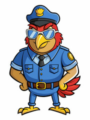 chicken police mascot colorful illustration, suitable for logo, mascot character, brand mascot, or security mascot
