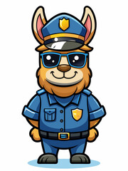 llama police mascot colorful illustration, suitable for logo, mascot character, brand mascot, or security mascot