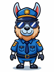 llama police mascot colorful illustration, suitable for logo, mascot character, brand mascot, or security mascot