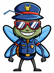 mosquito police mascot colorful illustration, suitable for logo, mascot character, brand mascot, or security mascot
