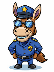 mule police mascot colorful illustration, suitable for logo, mascot character, brand mascot, or security mascot