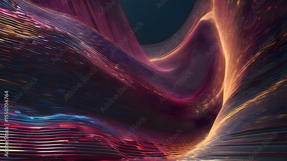 Poster colorful abstract background filled with dynamic intersecting lines and vivid tones, creating a visu
