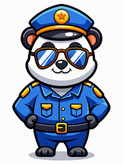 panda police mascot illustration, suitable for logo or mascot character