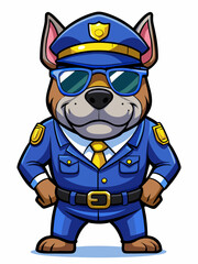 pitbull dog police character mascot vector illustration, suitable for logo, mascot logo, game character, and others