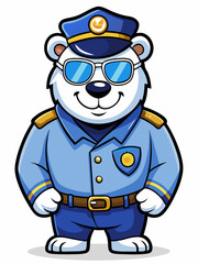 polar bear police character mascot vector illustration, suitable for logo, mascot logo, game character, and others