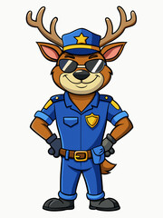 reindeer police character mascot vector illustration, suitable for logo, mascot logo, game character, and others