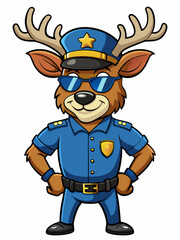 reindeer police character mascot vector illustration, suitable for logo, mascot logo, game character, and others