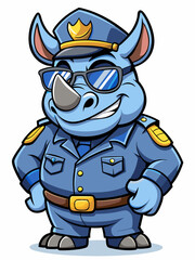 rhino police character mascot vector illustration, suitable for logo, mascot logo, game character, and others