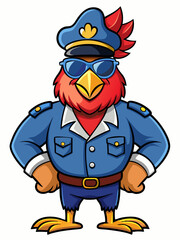 rooster police character mascot vector illustration, suitable for logo, mascot logo, game character, and others
