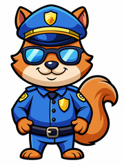 Obraz premium squirrel police mascot, vector illustration, suitable for logo, mascot logo, game character, and others