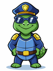 turtle police mascot, vector illustration, suitable for logo, mascot logo, game character, and others