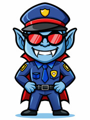 vampire police mascot, vector illustration, suitable for logo, mascot logo, game character, and others