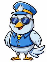 white dove police mascot, vector illustration, suitable for logo, mascot logo, game character, and others