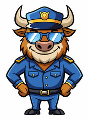 yak police mascot, vector illustration, suitable for logo, mascot logo, game character, and others