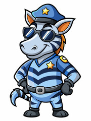 zebra police mascot, vector illustration, suitable for logo, mascot logo, game character, and others