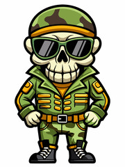 skeleton army mascot character design