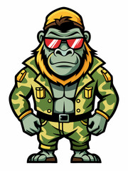 gorilla army mascot character design