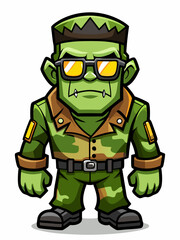 frankenstein army mascot character design