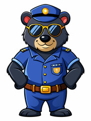 black bear police mascot, vector illustration, suitable for logo, mascot logo, game character, and others