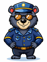 black bear police mascot, vector illustration, suitable for logo, mascot logo, game character, and others