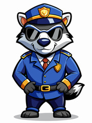 badger or racoon police mascot illustration, suitable for logo or mascot character