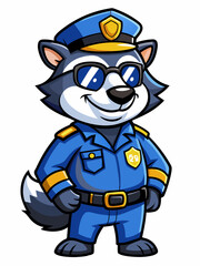 badger or racoon police mascot illustration, suitable for logo or mascot character