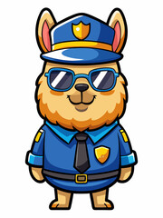 alpaca police mascot illustration, suitable for logo or mascot character
