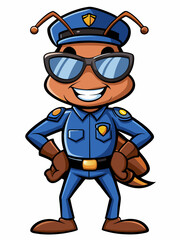 ant police mascot, vector illustration, suitable for logo, mascot logo, game character, and others