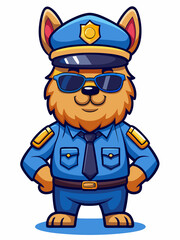 alpaca police mascot illustration, suitable for logo or mascot character