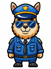 alpaca police mascot illustration, suitable for logo or mascot character