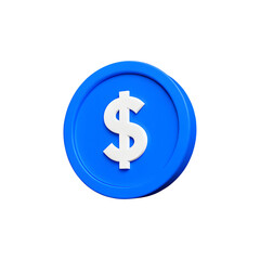 Fototapeta premium 3d Blue circular button with a white dollar symbol in the center. 3D Illustration.