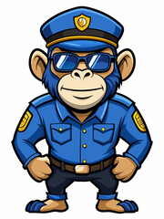 monkey police mascot illustration, suitable for logo or mascot character