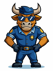 buffalo police mascot illustration, suitable for logo or mascot character