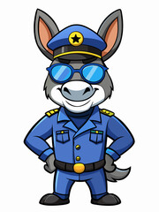 donkey police mascot illustration, suitable for logo or mascot character