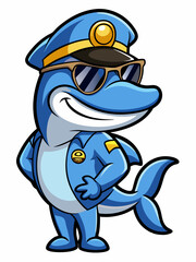 dolphin police mascot illustration, suitable for logo or mascot character